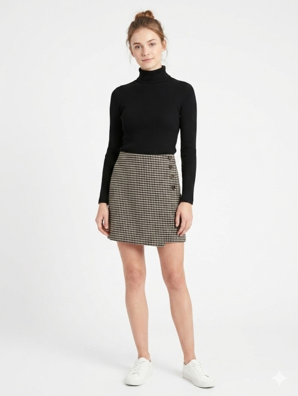 NWT Sanctuary Black & Cream Houndstooth Mini Skirt Size M